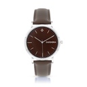 ساعة رجالي ستانلس ستيل عيار 316 بلون فضي جلد بني BROWN DIAL