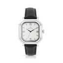 Stainless Steel 316 Watch Silver Color Embedded With Black Leather For Men - WHITE DIAL