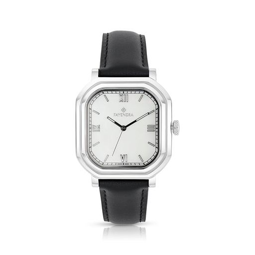 [WAT3100000MOPW112] ساعة رجالي ستانلس ستيل عيار 316 بلون فضي جلد اسود WHITE DIAL