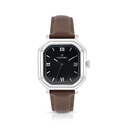 Stainless Steel 316 Watch Silver Color Embedded With Brown Leather For Men - BLACK DIAL