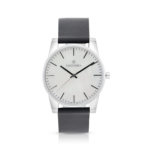 [WAT3100000MOPW113] ساعة رجالي ستانلس ستيل عيار 316 بلون فضي جلد اسود WHITE DIAL