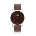 Stainless Steel 316 Watch Silver Color Embedded With Brown Leather For Men - BROWN DIAL