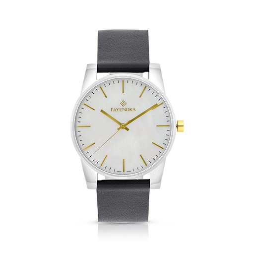 [WAT3400000MOPW113] ساعة رجالي ستانلس ستيل عيار 316 بلون فضي و ذهبي جلد اسود WHITE DIAL