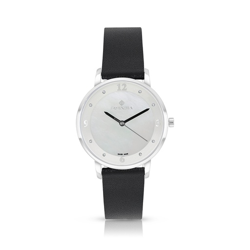 [WAT3100000MOPW115] ساعة ستانلس ستيل عيار 316 بلون فضي جلد اسود WHITE DIAL