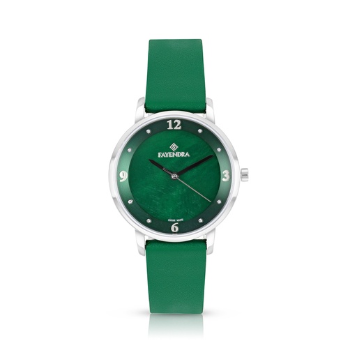 [WAT3100000GRNW115] ساعة ستانلس ستيل عيار 316 بلون فضي جلد أخضر GREEN DIAL