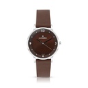 Stainless Steel 316 Watch Silver Color Embedded With Brown Leather - BROWN DIAL