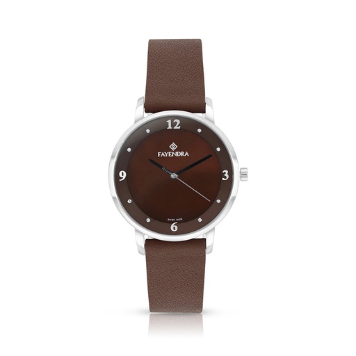 [WAT3100000BRNW115] ساعة ستانلس ستيل عيار 316 بلون فضي جلد بني BROWN DIAL