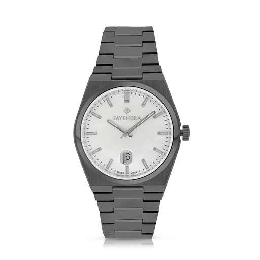 [WAT3600001MOPW121] Stainless Steel 316L Watch Black Color For Men - white MOP dial 