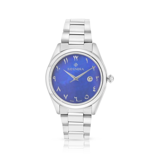 [WAT3100000BLUW123] Stainless Steel 316L Watch Silver Color For Men - blue MOP dial 