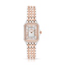 Stainless Steel 316L Watch Silver And Rose Golden Color With White Zircon - white MOP dial 