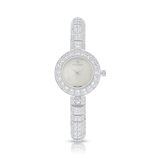 [WAT31WCZ00MOPW131] Stainless Steel 316L Watch Silver Color Embedded With White Zircon - white MOP dial 