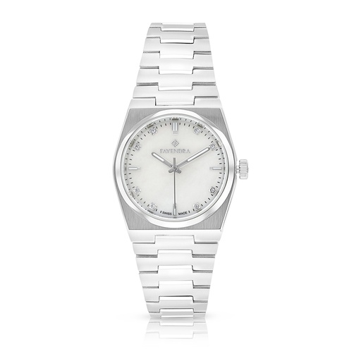 [WAT3100000MOPW132] Stainless Steel 316L Watch Silver Color - white MOP dial 