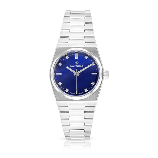 [WAT3100000BLUW132] Stainless Steel 316L Watch Silver Color - blue MOP dial 