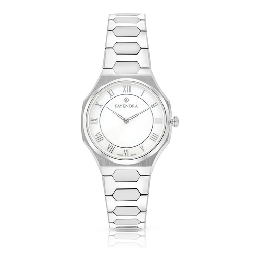 [WAT3100000MOPW134] Stainless Steel 316L Watch Silver Color - white MOP dial 