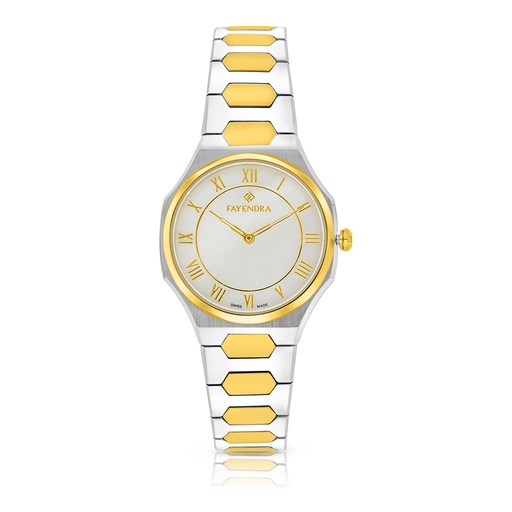 [WAT3400000MOPW134] Stainless Steel 316L Watch Silver And Golden Color - green MOP dial 
