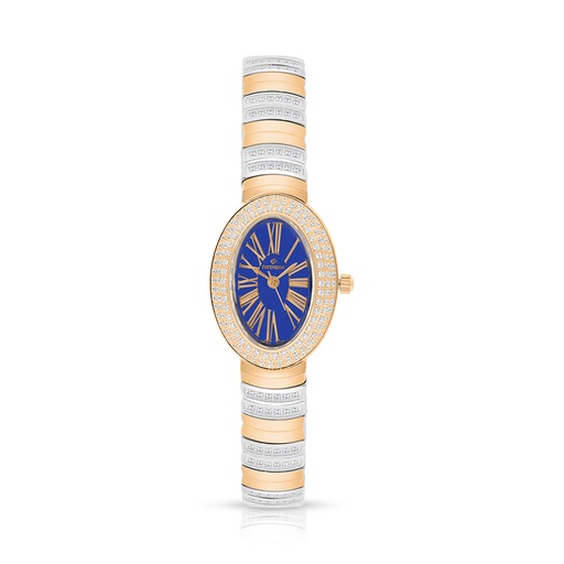 [WAT35WCZ00BLUW136] Stainless Steel 316L Watch Silver And Rose Gold Color Embedded With White Zircon - blue MOP dial 