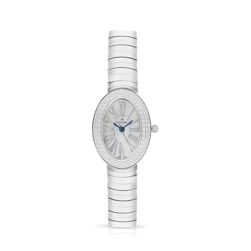 [WAT31WCZ00MOPW137] Stainless Steel 316L Watch Silver Color Embedded With White Zircon - white MOP dial 