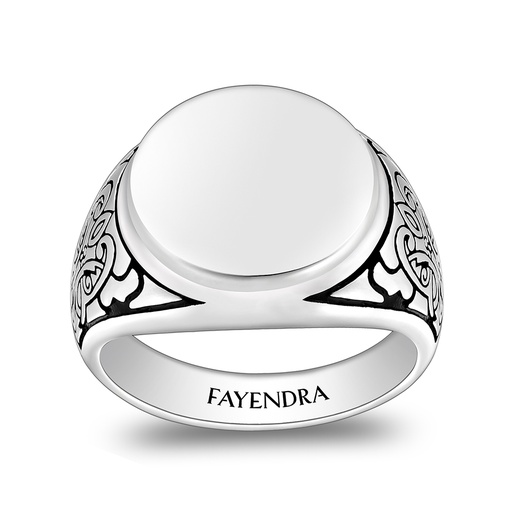 Sterling Silver 925 Islamic Ring Rhodium And Black Plated For Men 