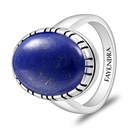 Sterling Silver 925 Ring Rhodium And Black Plated Embedded With Lapis Cabochon For Men