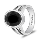 Sterling Silver 925 Ring Rhodium And Black Plated Embedded With Black Spinal For Men