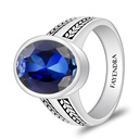 Sterling Silver 925 Ring Rhodium And Black Plated Embedded With Sapphire Corundum For Men