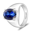 Sterling Silver 925 Ring Rhodium Plated Embedded With Sapphire Corundum For Men