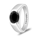 Sterling Silver 925 Ring Rhodium Plated Embedded With Black Spinal For Men