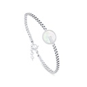 Stainless Steel Bracelet, Silver Plated With White Shell For Men 316L